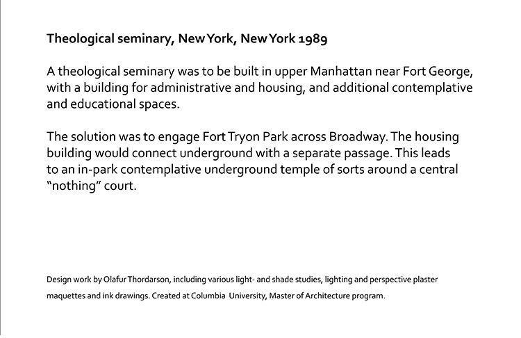 Olafur Thordarson Architecture: Theological Seminary, NY 1989